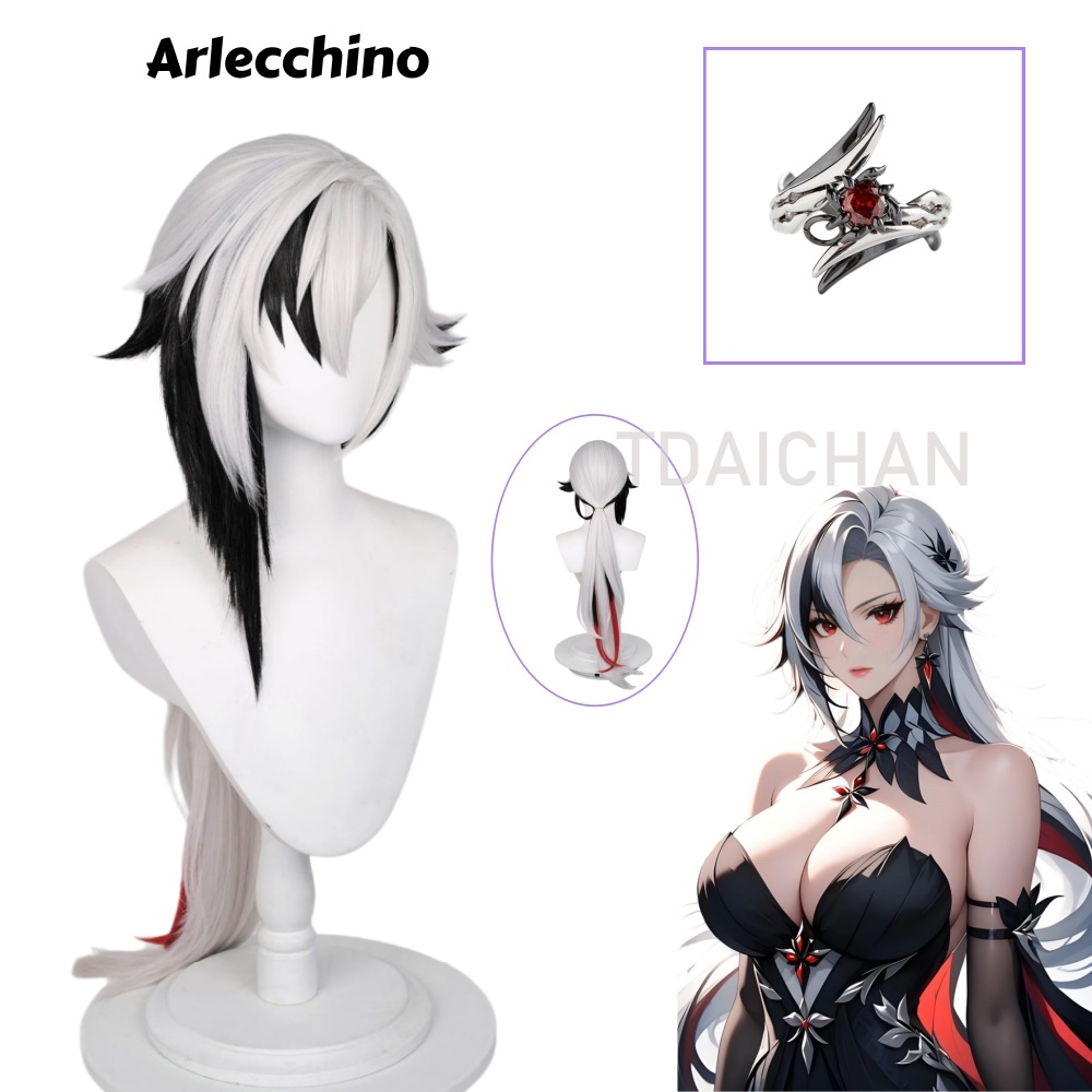 Genshin Impact Arlecchino Cosp - Anime Cosplay Wig Heat Resistant review and price