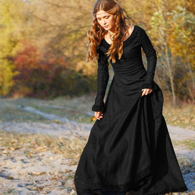 Women Medieval Long Dress V Ne - Medieval Renaissance Dress Women review and price